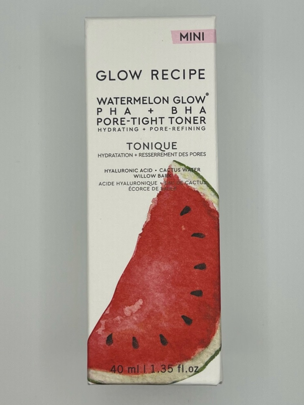 NIB Glow Recipe  Watermelon Glow PHA + BHA Pore-Tight Toner 1.35fl oz